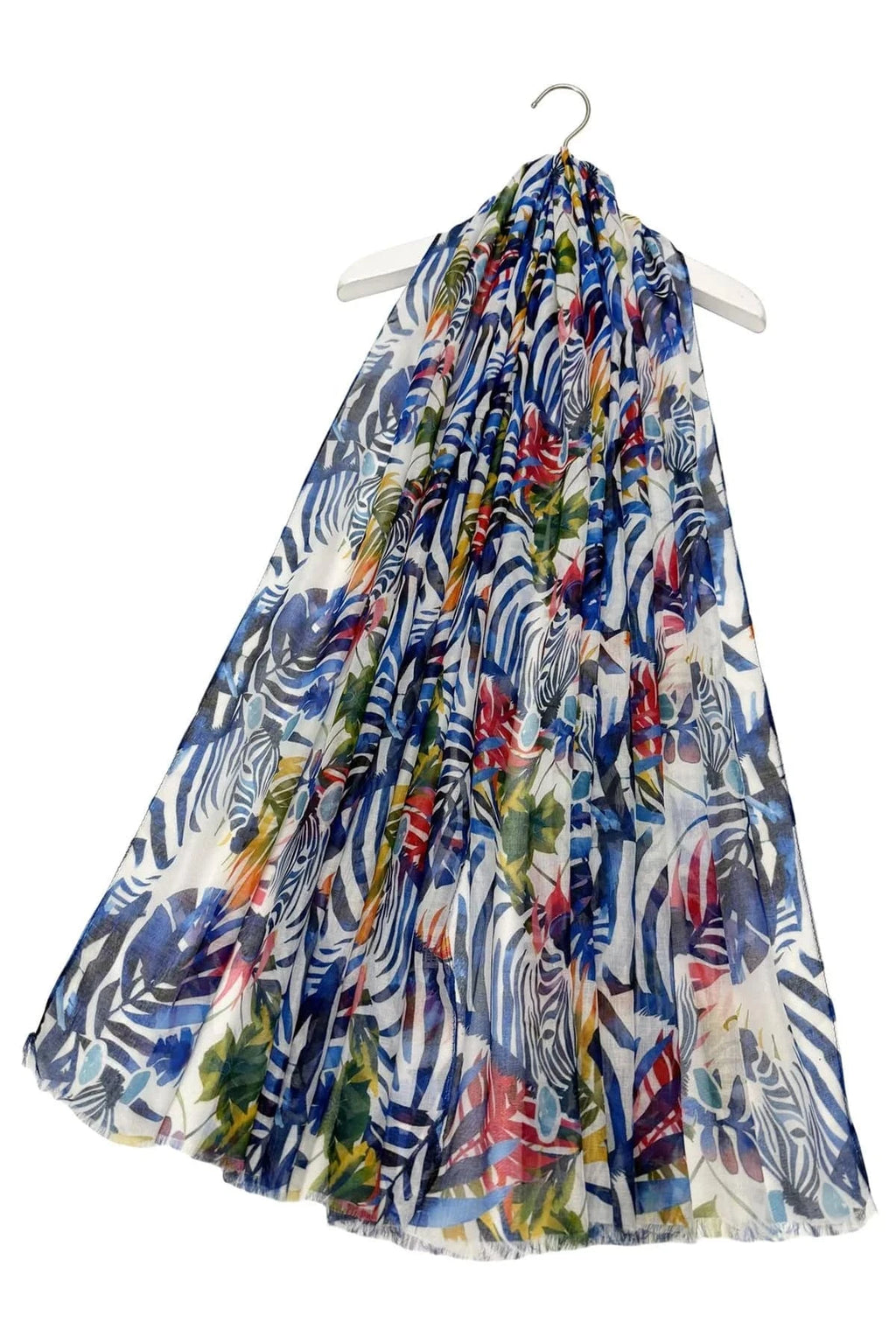 luscious scarves scarf Ladies Safari Zebra Print Light Weight Scarf, Red, Blue and Yellow.