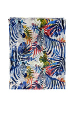 Load image into Gallery viewer, luscious scarves scarf Ladies Safari Zebra Print Light Weight Scarf, Red, Blue and Yellow.
