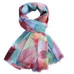 Load image into Gallery viewer, luscious scarves Scarf Light Weight Colourful Leaf , Leaves Print Scarf
