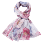 Load image into Gallery viewer, luscious scarves Scarf Light Weight Peony Scarf , Water Coloured Purple , Pink and Gold
