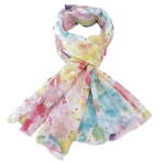 Load image into Gallery viewer, luscious scarves Scarf Light Weight Water Coloured Tie Dye Scarf, Pink Blue and Yellow.
