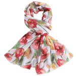 Load image into Gallery viewer, luscious scarves Scarf Light Weight Water Colours Flowers on the Vine Scarf, Off White
