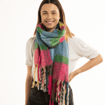 Load image into Gallery viewer, luscious scarves Scarf Miss Sparrow Vibrant Check Chunky Knit Scarf Multi Colours
