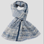 Load image into Gallery viewer, luscious scarves Scarves Blue and White Abstract Design Scarf, Light Weight .
