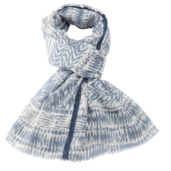 luscious scarves Scarves Blue and White Abstract Design Scarf, Light Weight .