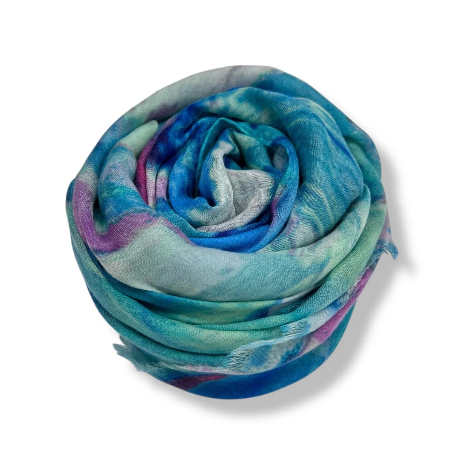 luscious scarves Scarves Bright Pink and Turquoise Water Colored Patches Print Scarf