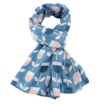 Load image into Gallery viewer, luscious scarves Scarves Ladies Bold Tulip Flowers Scarf, Denim Blue and Pink
