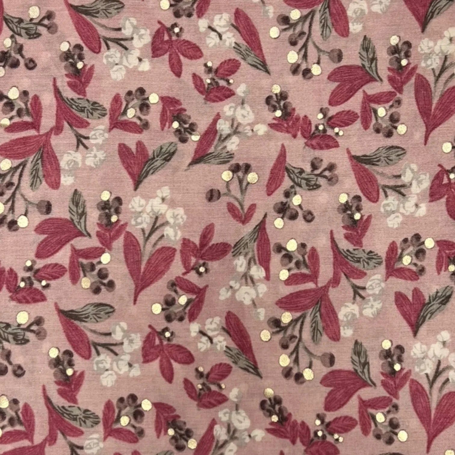 luscious scarves Scarves Ladies Tulip Print Scarf with Small Golden Berries, Pink