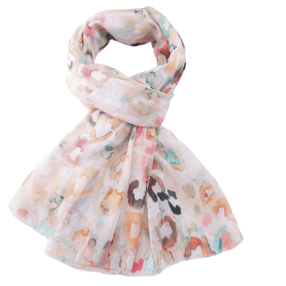 luscious scarves Scarves Red Cuckoo Pastel Leopard Print Scarf , Multi Coloured Pastels