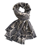 Load image into Gallery viewer, luscious scarves Scarves &amp; Shawls Black , Cream and Gold Leaves Scarf
