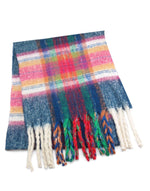 Load image into Gallery viewer, luscious scarves Scarves &amp; Shawls Blue, Pink and Green Tartan Chunky Knit Scarf
