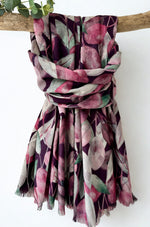 Load image into Gallery viewer, luscious scarves Scarves &amp; Shawls Burgundy/Pink Red Cuckoo Large Leaves Medium Weight Scarf.
