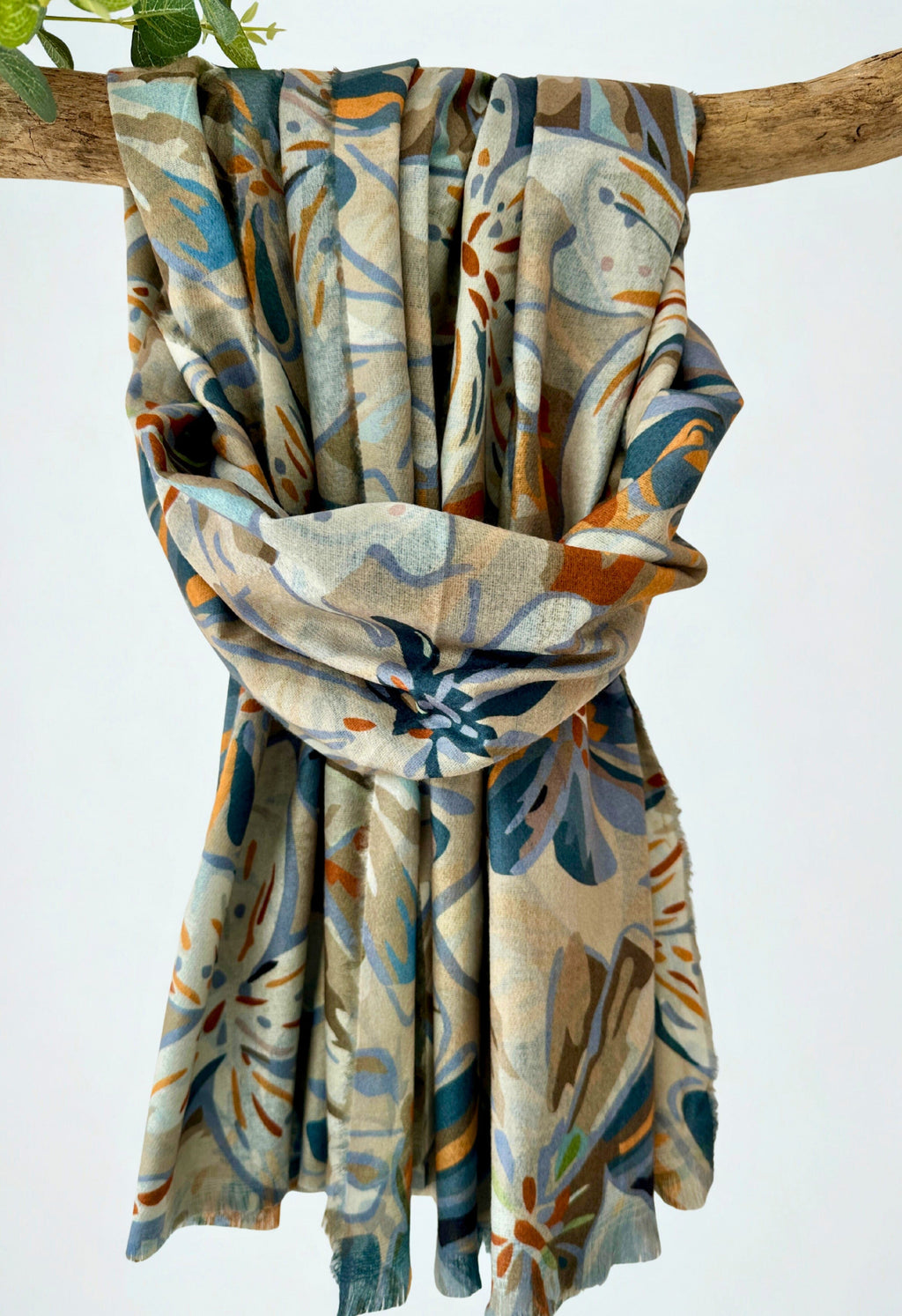 luscious scarves Scarves & Shawls Ladies Beige Medium Weight Floral Scarf