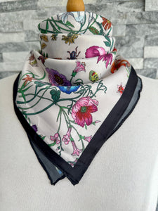 luscious scarves Scarves & Shawls Ladies Butterfly and Floral Square Neck Scarf, Multi Coloured