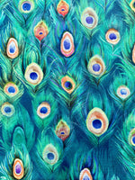 Load image into Gallery viewer, luscious scarves Scarves &amp; Shawls Ladies Medium Weight Peacocks Feathers Design Scarf, Green.
