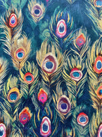 Load image into Gallery viewer, luscious scarves Scarves &amp; Shawls Ladies Medium Weight Peacocks Feathers Design Scarf, Navy.
