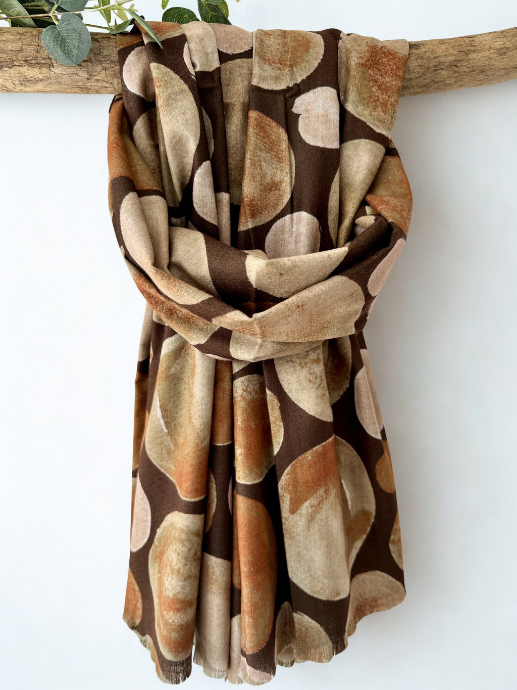 luscious scarves Scarves & Shawls Medium Weight Scarf Brown and Beige Bubbles Scarf.