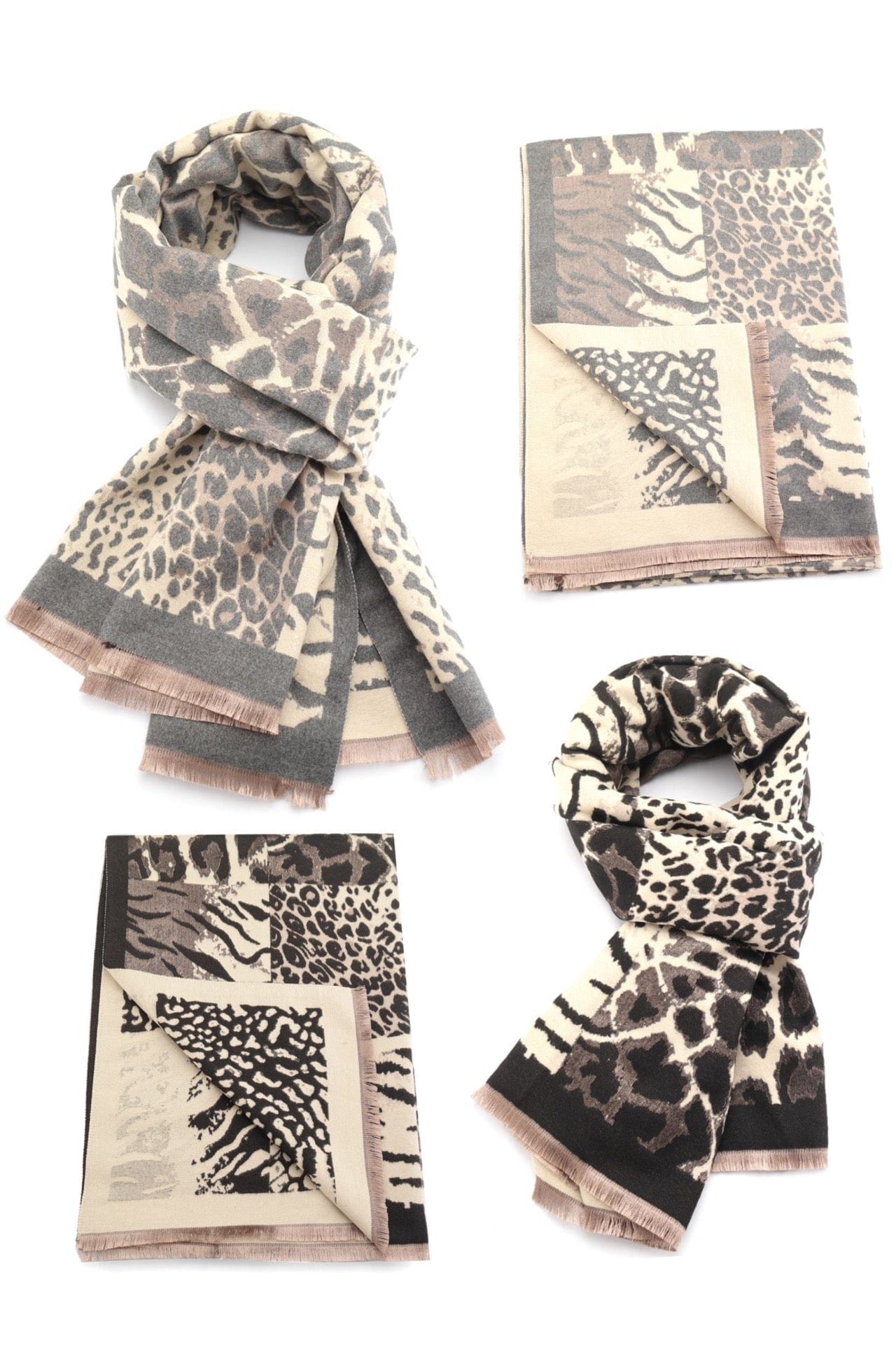 luscious scarves Scarves & Shawls Red Cuckoo Animal Prints Winter Scarf / Wrap,