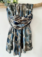 Load image into Gallery viewer, luscious scarves Scarves &amp; Shawls Red Cuckoo Large Leaves Medium Weight Scarf.
