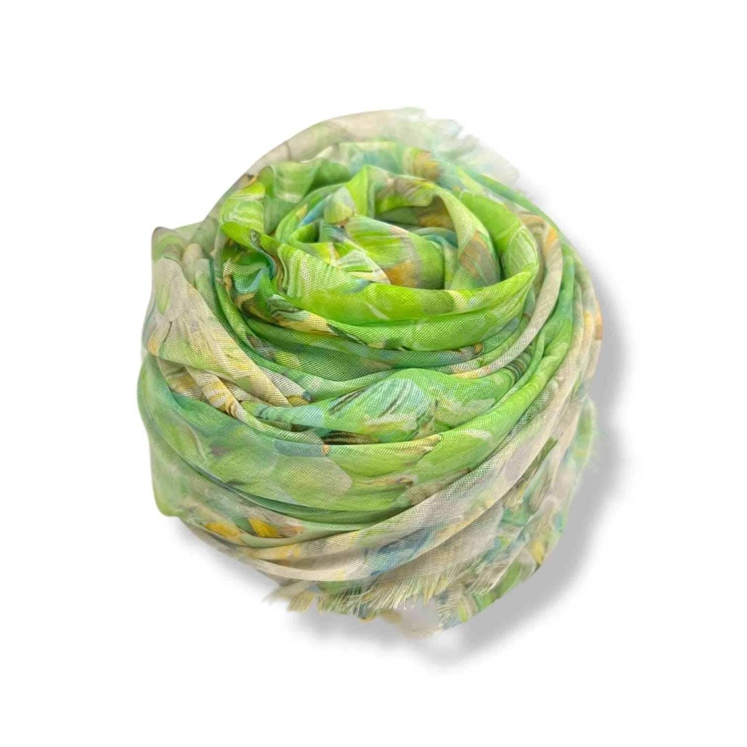luscious scarves Scarves Vibrant Green and Lemon Mosaic Print Scarf, Light Weight .