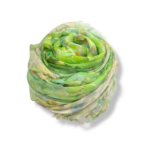 luscious scarves Scarves Vibrant Green and Lemon Mosaic Print Scarf, Light Weight .