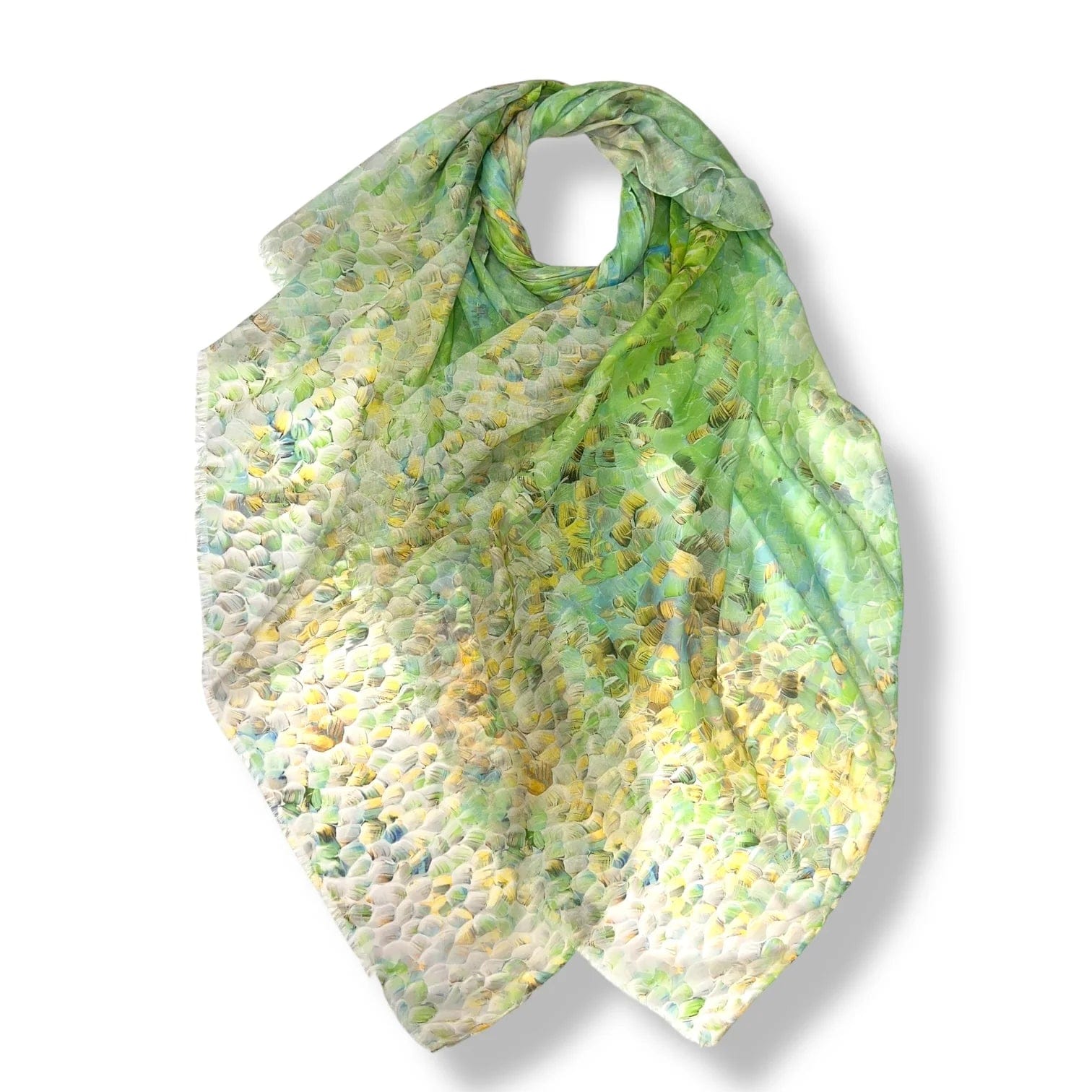 luscious scarves Scarves Vibrant Green and Lemon Mosaic Print Scarf, Light Weight .