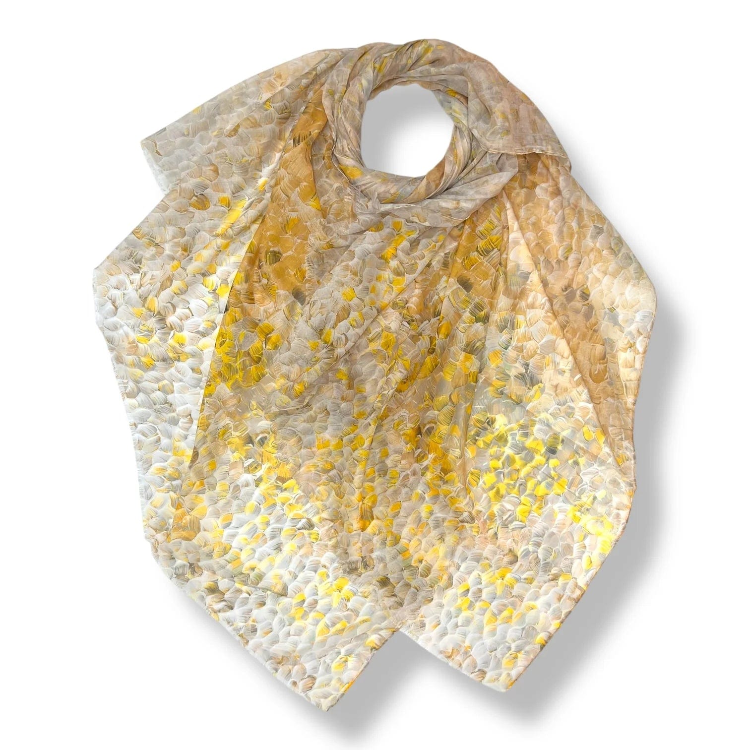 luscious scarves Scarves Vibrant Yellow and Beige Mosaic Print Scarf, Light Weight .