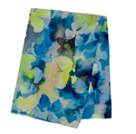 Load image into Gallery viewer, luscious scarves Scarves Water Coloured Floral Shapes Scarf, Lime Green, Blue and Turquoise.
