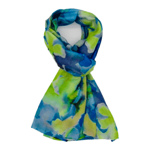 luscious scarves Scarves Water Coloured Floral Shapes Scarf, Lime Green, Blue and Turquoise.