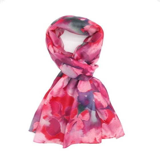 luscious scarves Scarves Water Coloured Floral Shapes Scarf, Red, Pink and Purple.