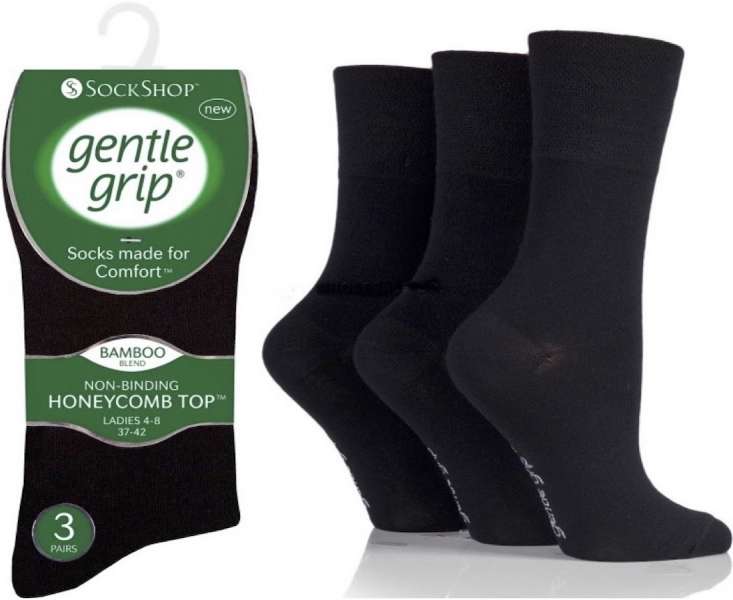 luscious scarves Socks Ladies Bamboo Gentle Grip Non Binding Honey Comb Loose Top Socks UK 4-8 by Sock Shop