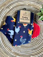 Load image into Gallery viewer, luscious scarves Socks Ladies Chicken Soft Cotton Welly Socks , Funky Novelty Designs
