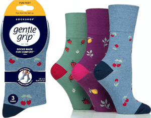 luscious scarves Socks Ladies Fun Feet Gentle Grip Non Binding Honey Comb Loose Top Socks UK 4-8 by Sock Shop