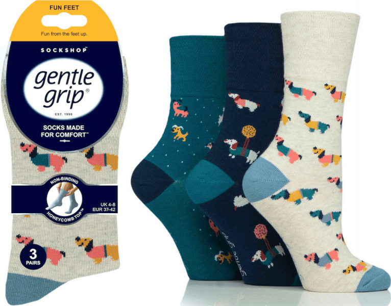 luscious scarves Socks Ladies Fun Feet Gentle Grip Non Binding Honey Comb Loose Top Socks UK 4-8 by Sock Shop