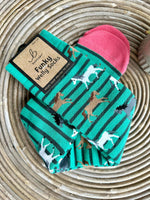 Load image into Gallery viewer, luscious scarves Socks Ladies Green Stripe Horses Soft Cotton Welly Socks , Funky Novelty Designs
