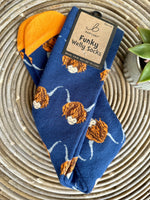 Load image into Gallery viewer, luscious scarves Socks Ladies Highland Cow Soft Cotton Welly Socks , Funky Novelty Designs
