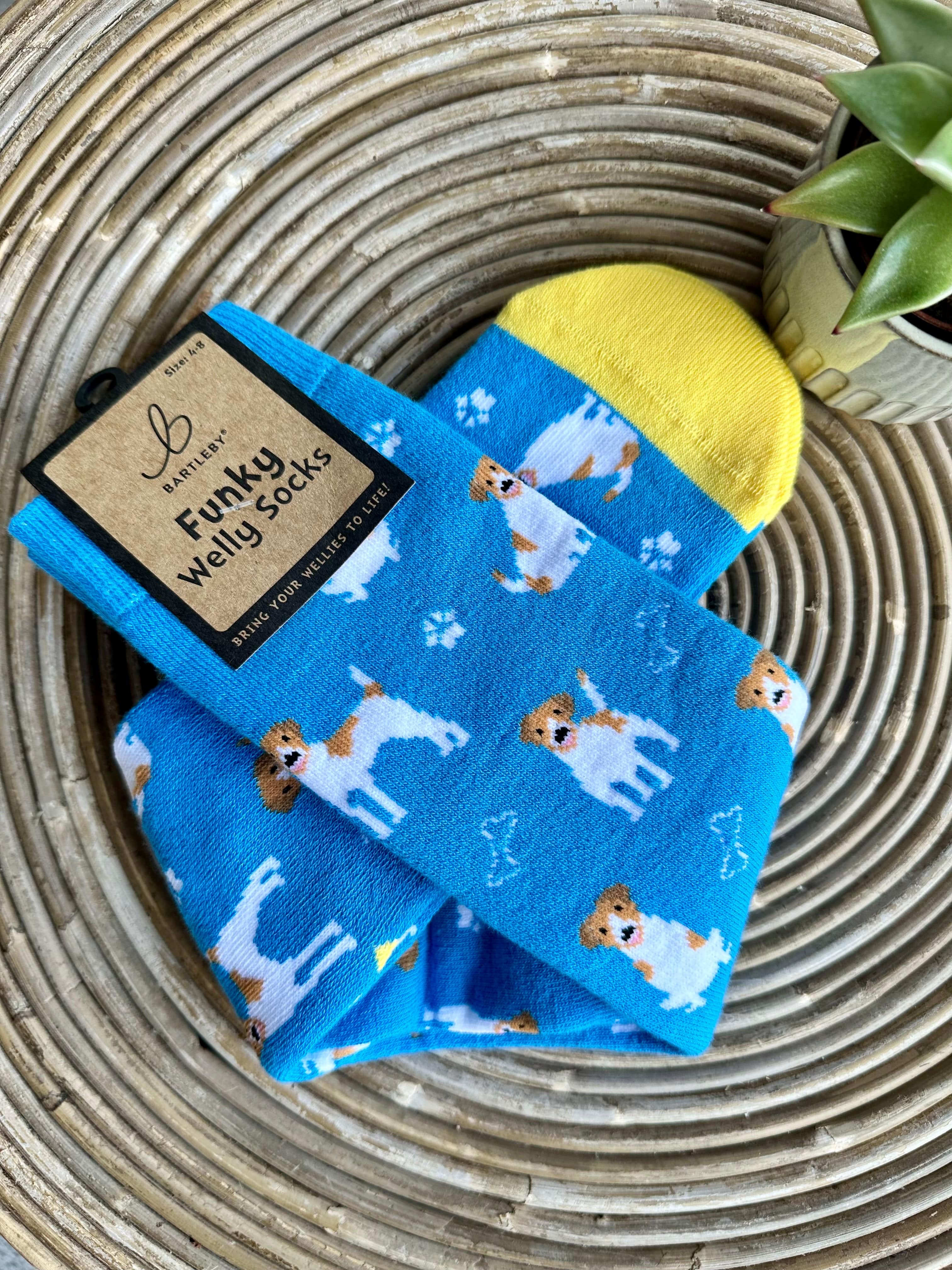 luscious scarves Socks Ladies Jack Russell Soft Cotton Welly Socks , Funky Novelty Designs
