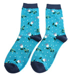 Load image into Gallery viewer, luscious scarves socks Ladies Miss Sparrow Bamboo Socks Buds &amp; Berries Design Bright Blue
