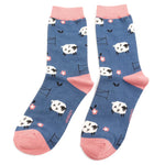 Load image into Gallery viewer, luscious scarves Socks Ladies Miss Sparrow Bamboo Socks Jumping Sheep Design Navy
