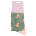 Load image into Gallery viewer, luscious scarves Socks Ladies Miss Sparrow Bamboo Socks Little Octopus Design Green
