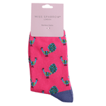 Load image into Gallery viewer, luscious scarves Socks Ladies Miss Sparrow Bamboo Socks Peacock  Design Hot Pink
