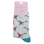 Load image into Gallery viewer, luscious scarves Socks Ladies Miss Sparrow Bamboo Socks Pheasants Design Duck Egg
