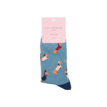 Load image into Gallery viewer, luscious scarves Socks Ladies Miss Sparrow Bamboo Socks Sausage Dog Design Denim Blue
