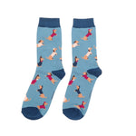 Load image into Gallery viewer, luscious scarves Socks Ladies Miss Sparrow Bamboo Socks Sausage Dog Design Denim Blue
