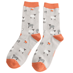 Load image into Gallery viewer, luscious scarves socks Ladies Miss Sparrow Bamboo Socks Sheep Family Design Pale Grey
