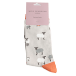 Load image into Gallery viewer, luscious scarves socks Ladies Miss Sparrow Bamboo Socks Sheep Family Design Pale Grey
