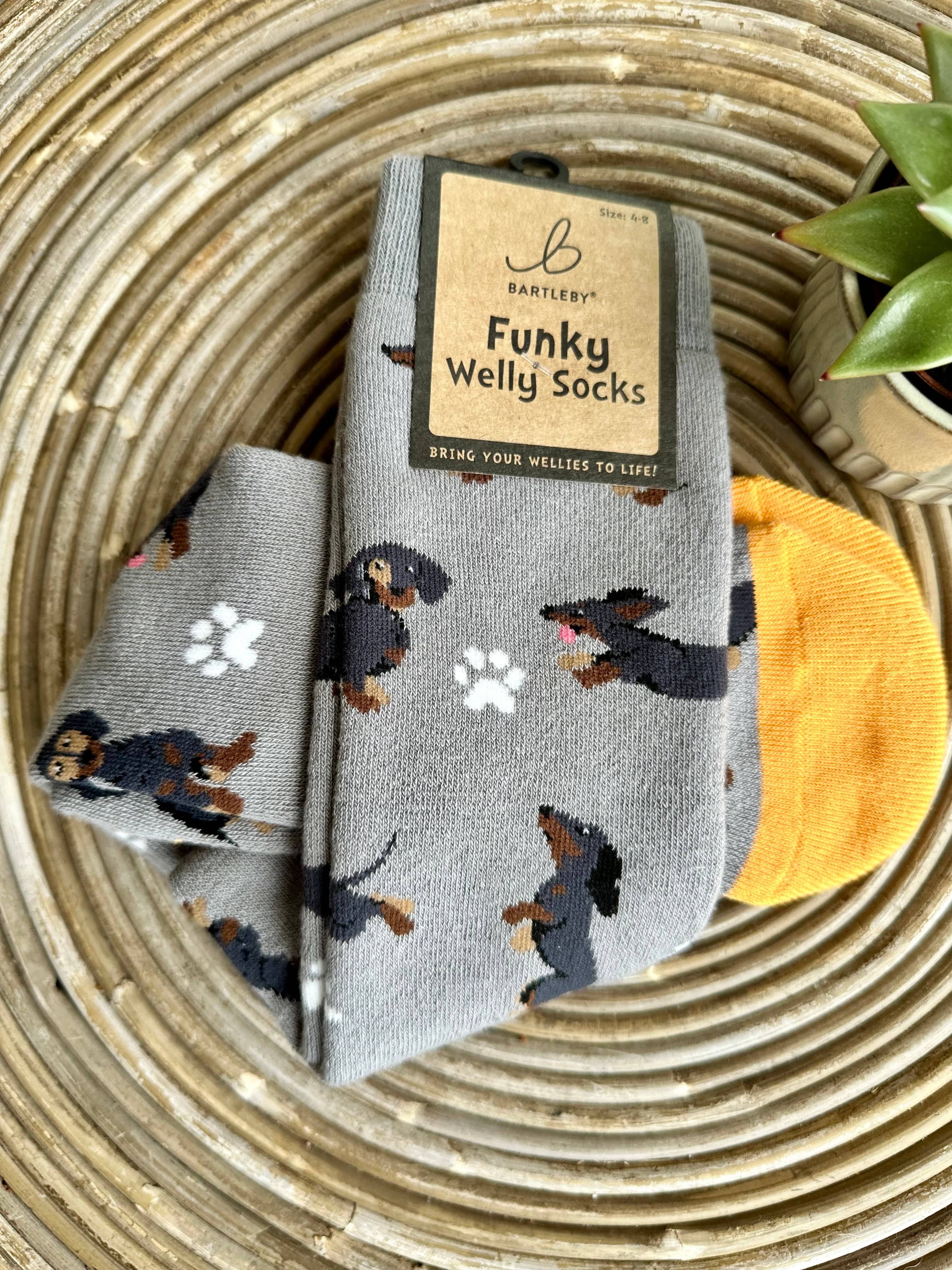 luscious scarves Socks Ladies Sausage Dog Soft Cotton Welly Socks , Funky Novelty Designs