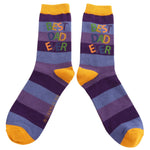 Load image into Gallery viewer, luscious scarves Socks Men&#39;s Bamboo Socks , Mr Heron, Best Dad Ever Design, Purple

