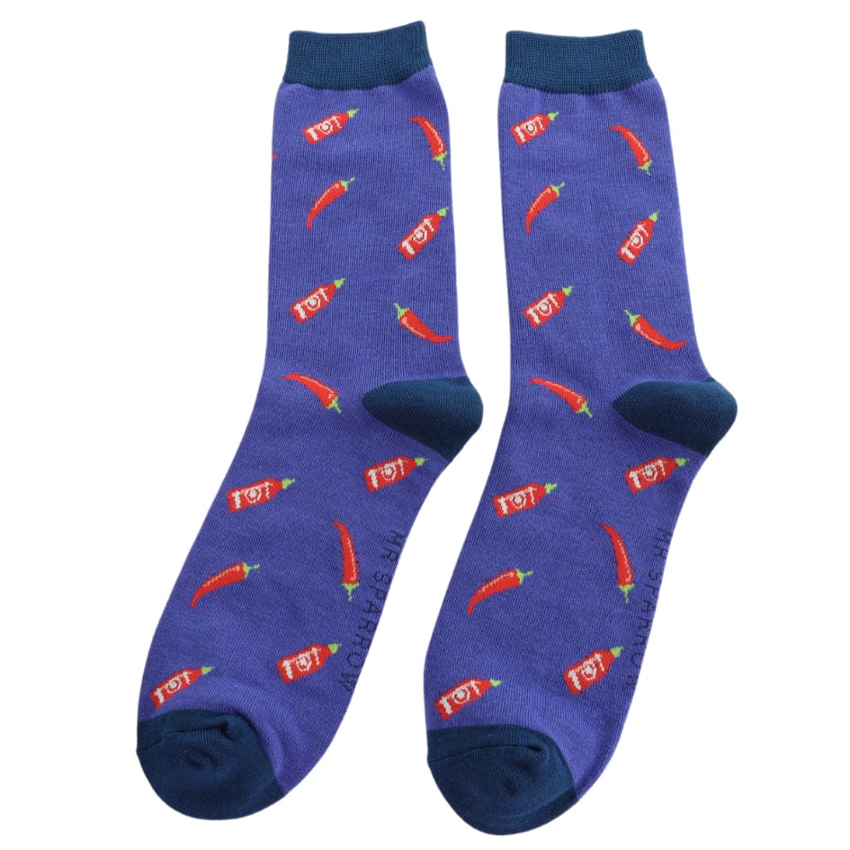 luscious scarves Socks Men's Bamboo Socks , Mr Heron, Chilli's Design, Blue