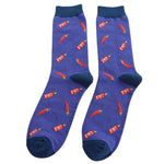 Load image into Gallery viewer, luscious scarves Socks Men&#39;s Bamboo Socks , Mr Heron, Chilli&#39;s Design, Blue
